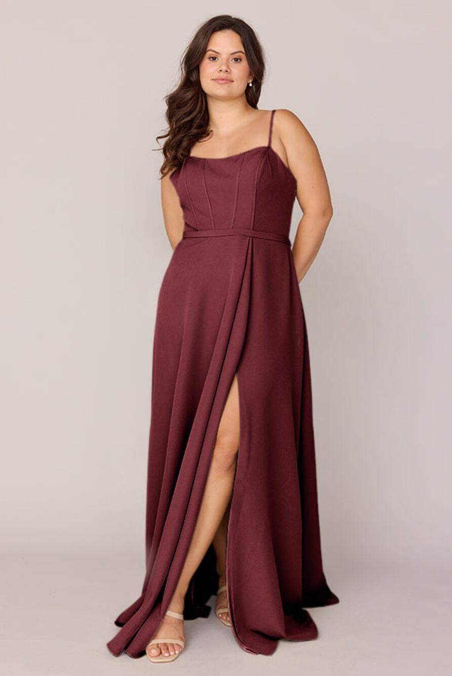Revelry Dress Nova Crepe Gown Bridesmaids Fall Wedding Burgundy Red Size 28 NWT